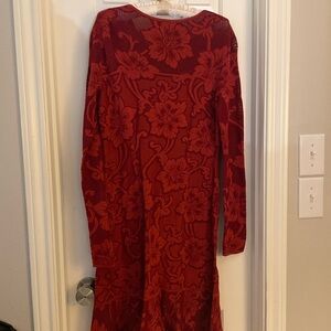 Peruvian Connection Red Long Sleeve Dress